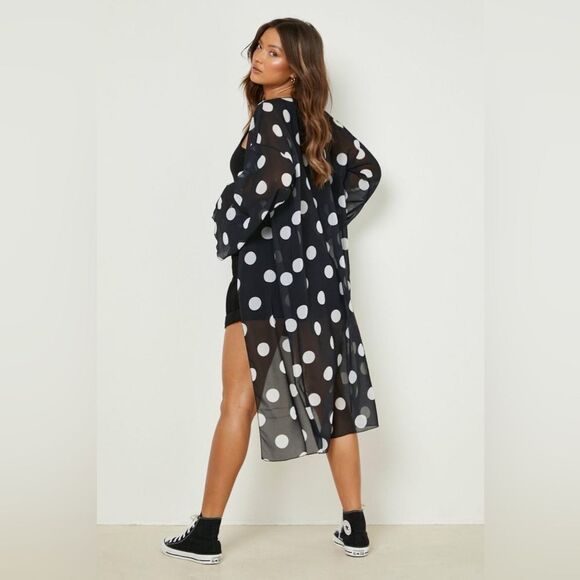 BOOHOO POLKA DOT CHIFFON MIDI KIMONO medium - Picture 2 of 4